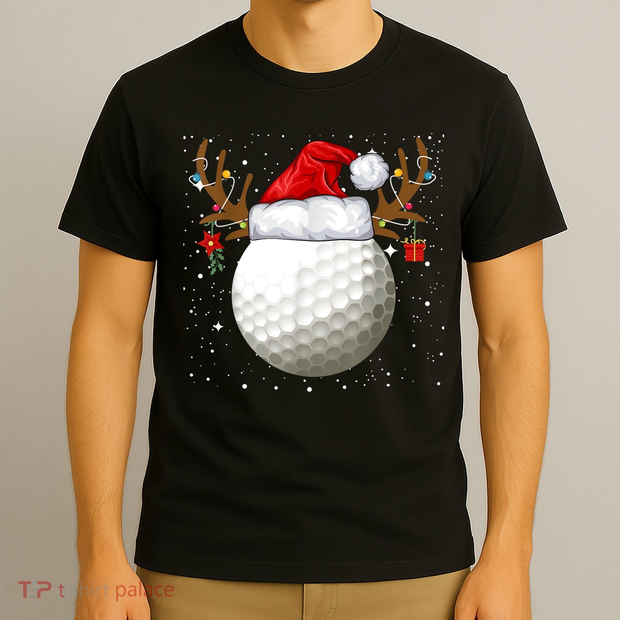Funny Golf Reindeer Santa Hat Christmas Holiday Gifts TShirt T-Shirt