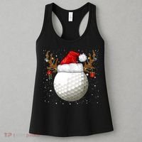 Funny Golf Reindeer Santa Hat Christmas Holiday Gifts TShirt Women's Tank Top thumb 3