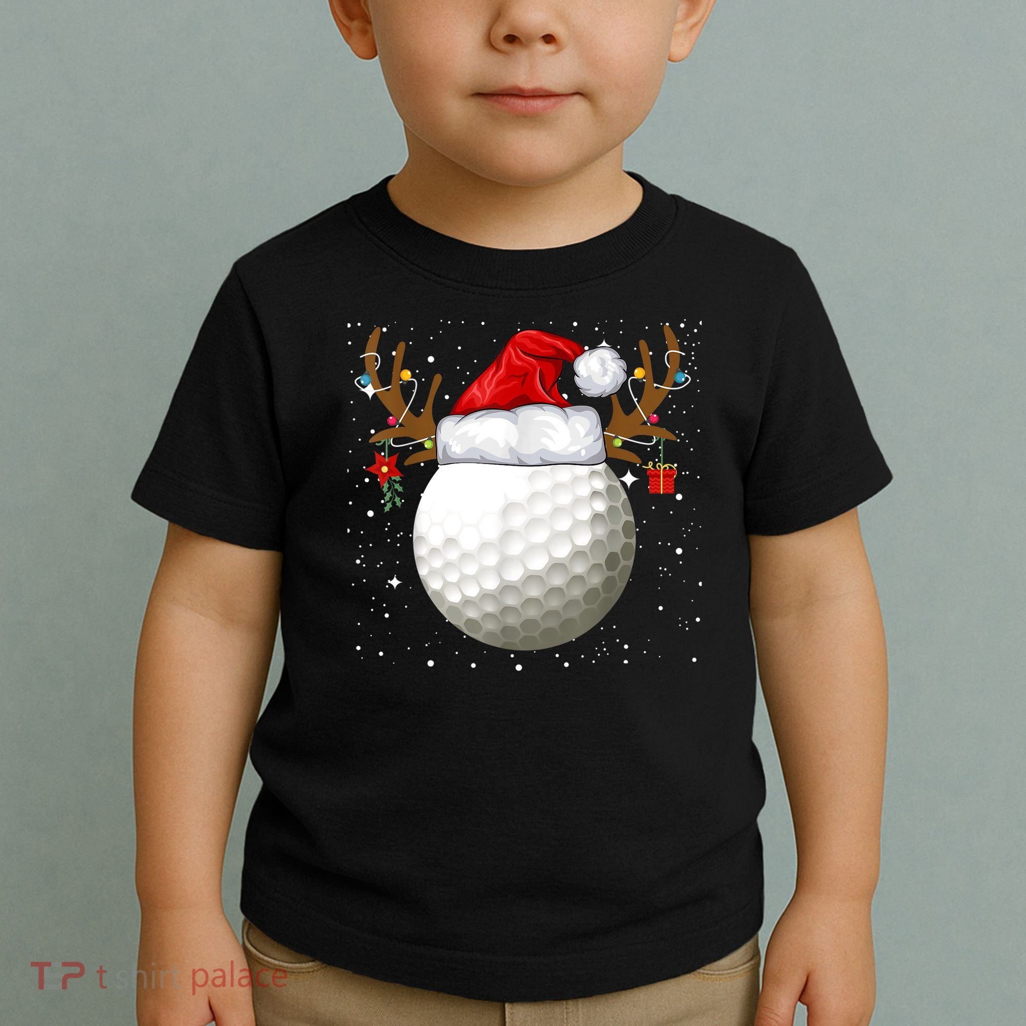 Funny Golf Reindeer Santa Hat Christmas Holiday Gifts TShirt Toddler T-Shirt