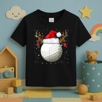 Funny Golf Reindeer Santa Hat Christmas Holiday Gifts TShirt Toddler T-Shirt thumb 3