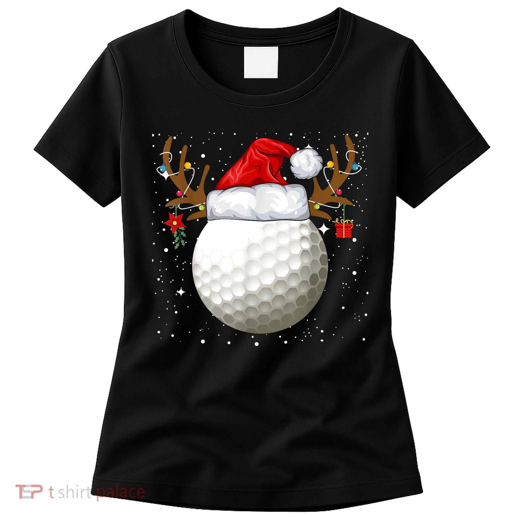 Funny Golf Reindeer Santa Hat Christmas Holiday Gifts TShirt Women's T-Shirt