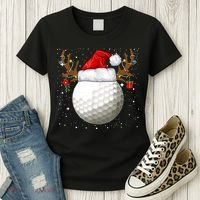 Funny Golf Reindeer Santa Hat Christmas Holiday Gifts TShirt Women's T-Shirt thumb 3