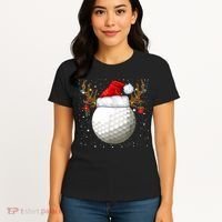 Funny Golf Reindeer Santa Hat Christmas Holiday Gifts TShirt Women's T-Shirt thumb 4