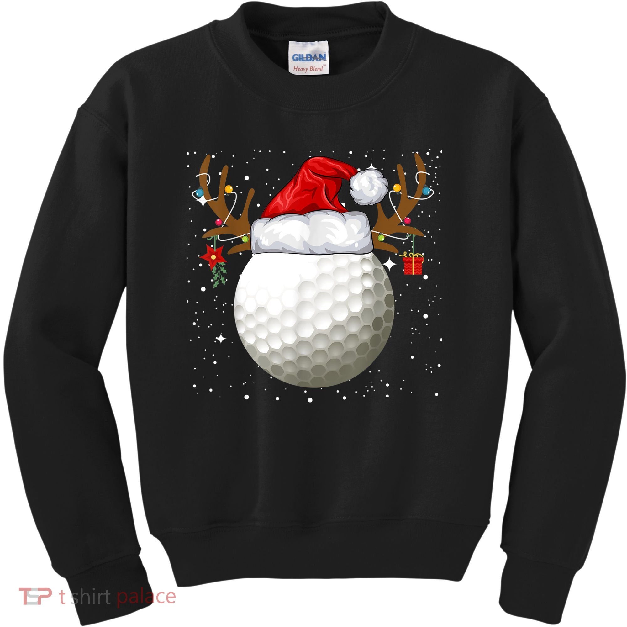 Funny Golf Reindeer Santa Hat Christmas Holiday Gifts TShirt Kids Sweatshirt