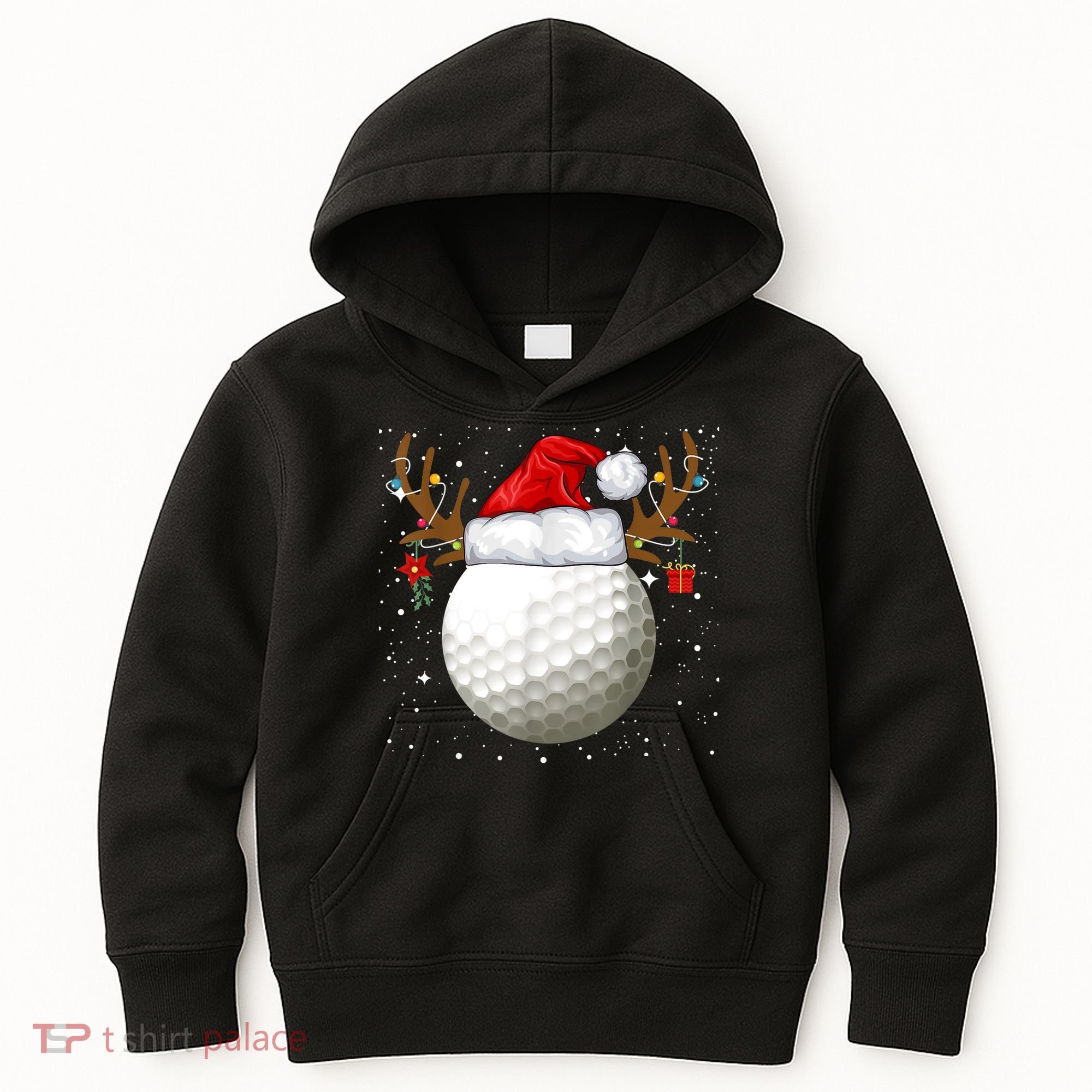 Funny Golf Reindeer Santa Hat Christmas Holiday Gifts TShirt Kids Hoodie