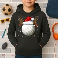 Funny Golf Reindeer Santa Hat Christmas Holiday Gifts TShirt Kids Hoodie thumb 2