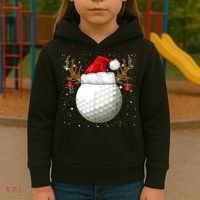 Funny Golf Reindeer Santa Hat Christmas Holiday Gifts TShirt Kids Hoodie thumb 3