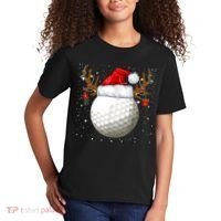 Funny Golf Reindeer Santa Hat Christmas Holiday Gifts TShirt Kids T-Shirt thumb 2