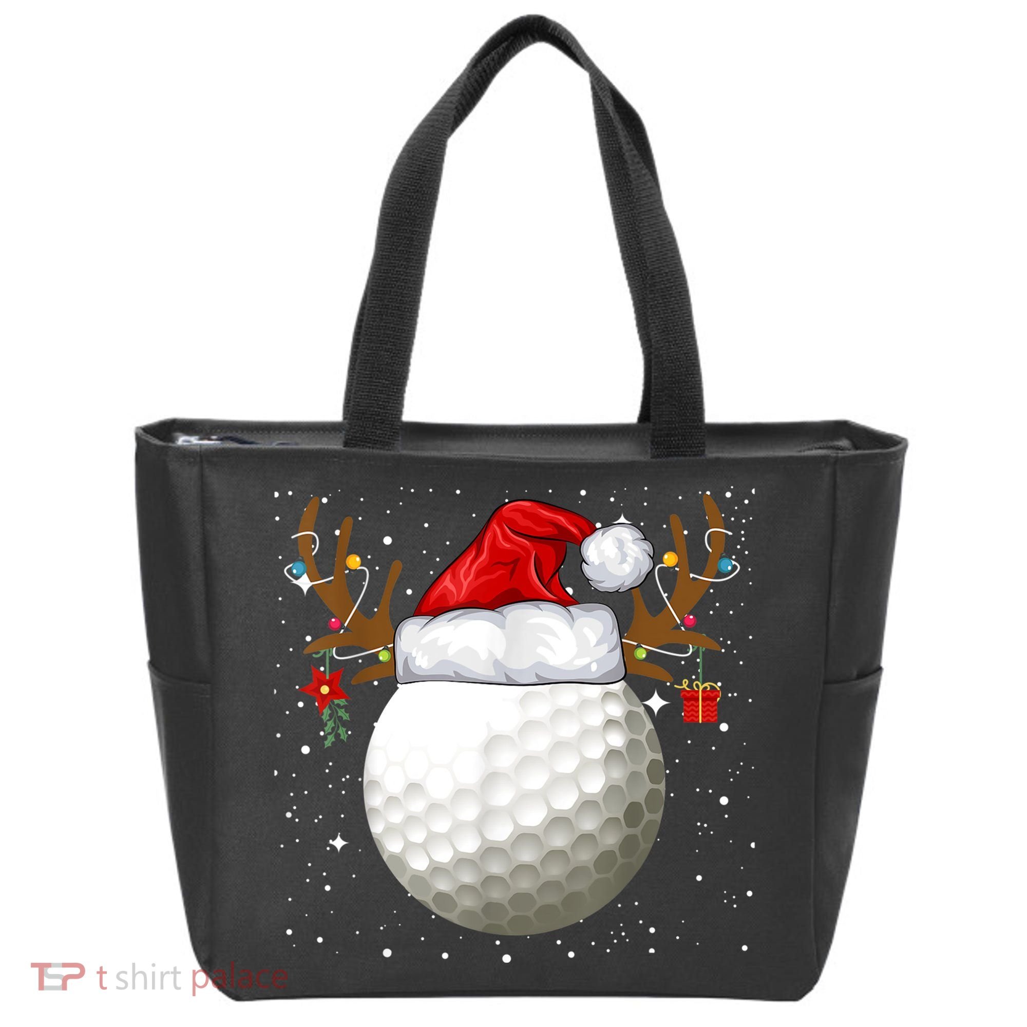 Funny Golf Reindeer Santa Hat Christmas Holiday Gifts TShirt Tote Bag