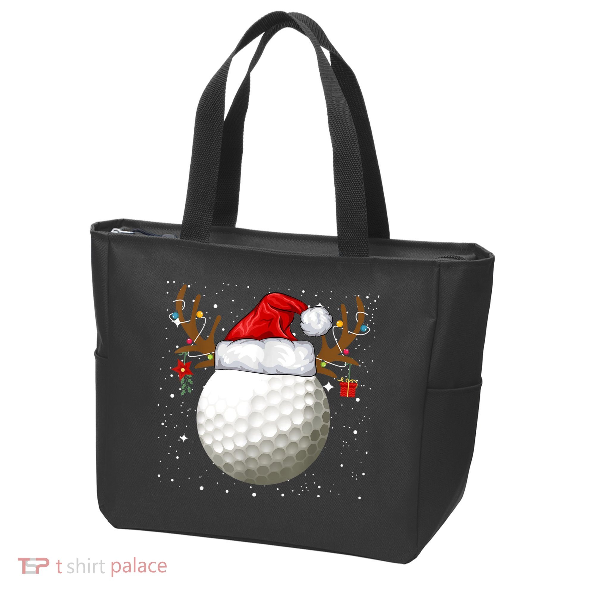 Funny Golf Reindeer Santa Hat Christmas Holiday Gifts TShirt Tote Bag