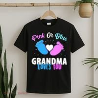 Funny Gender Reveal Party Pink Or Blue Grandma Loves You T-Shirt thumb 2