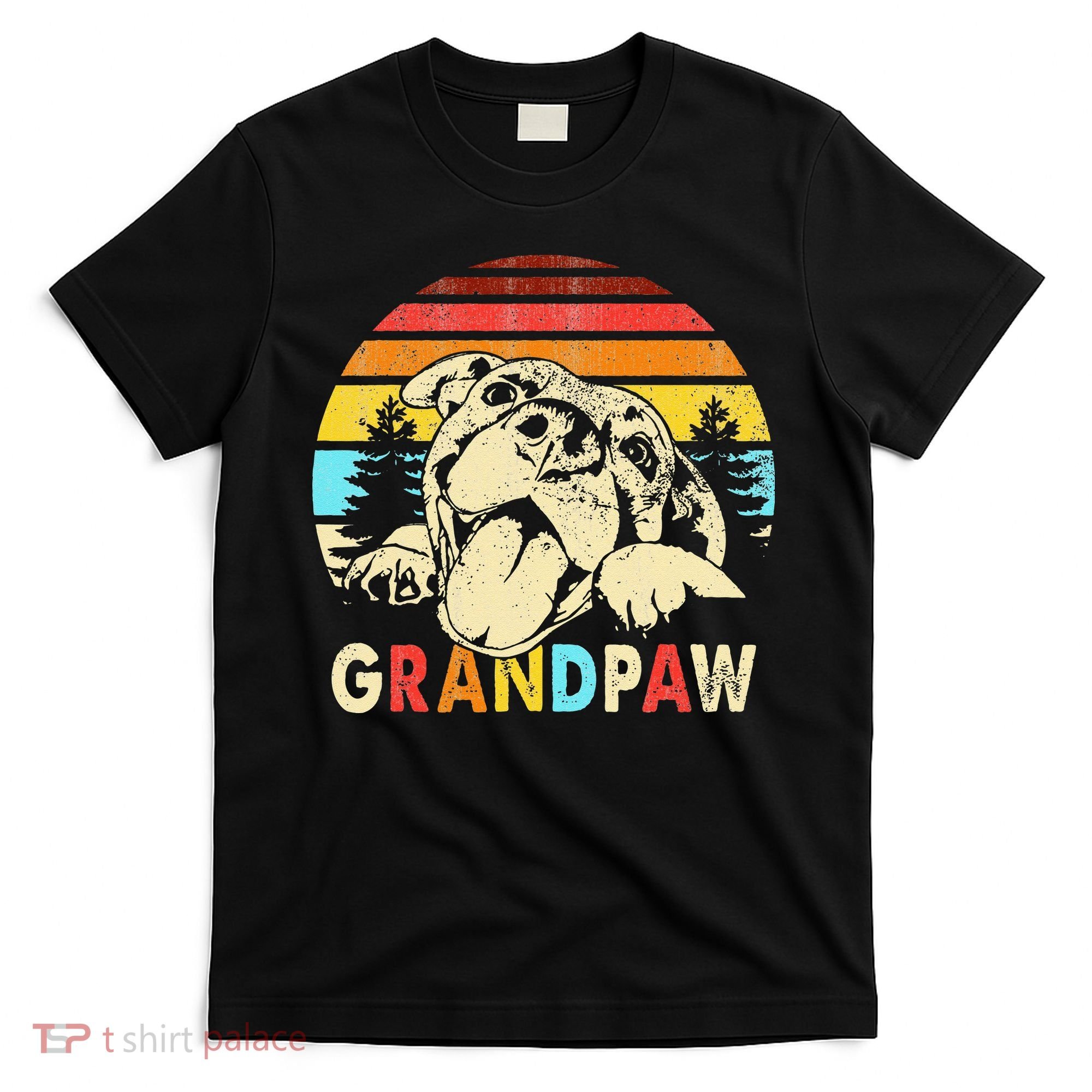 Funny Grandpaw Retro Vintage Pitbull Lovers Grandparents Day T-Shirt