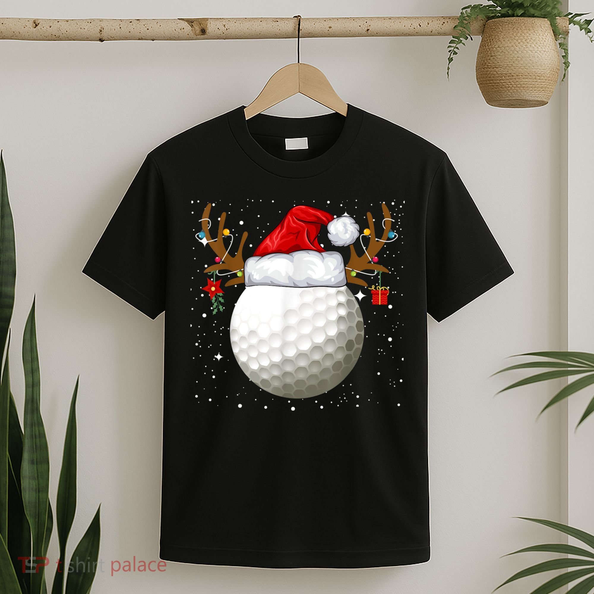 Funny Golf Reindeer Santa Hat Christmas Holiday Gifts T-Shirt