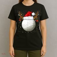 Funny Golf Reindeer Santa Hat Christmas Holiday Gifts T-Shirt thumb 4