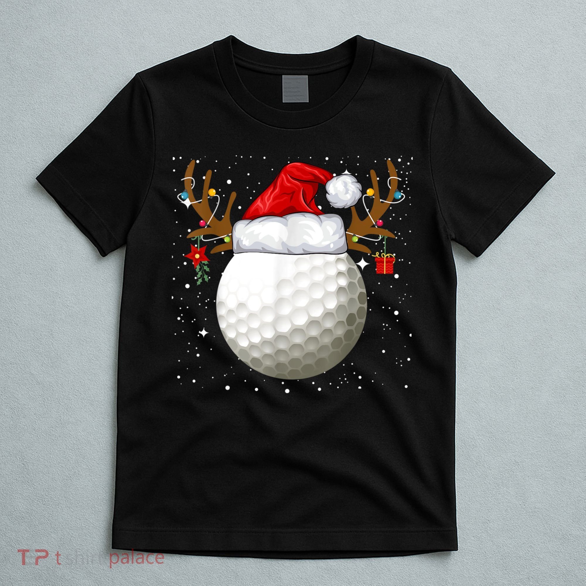 Funny Golf Reindeer Santa Hat Christmas Holiday Gifts T-Shirt
