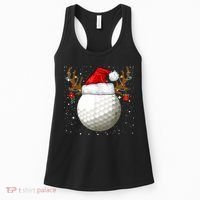 Funny Golf Reindeer Santa Hat Christmas Holiday Gifts Women's Tank Top thumb 0