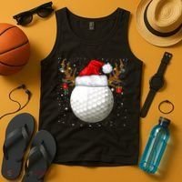 Funny Golf Reindeer Santa Hat Christmas Holiday Gifts Tank Top thumb 4