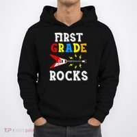 First Grade Rocks Guitar Music Gifts First Day Of School Hoodie thumb 0