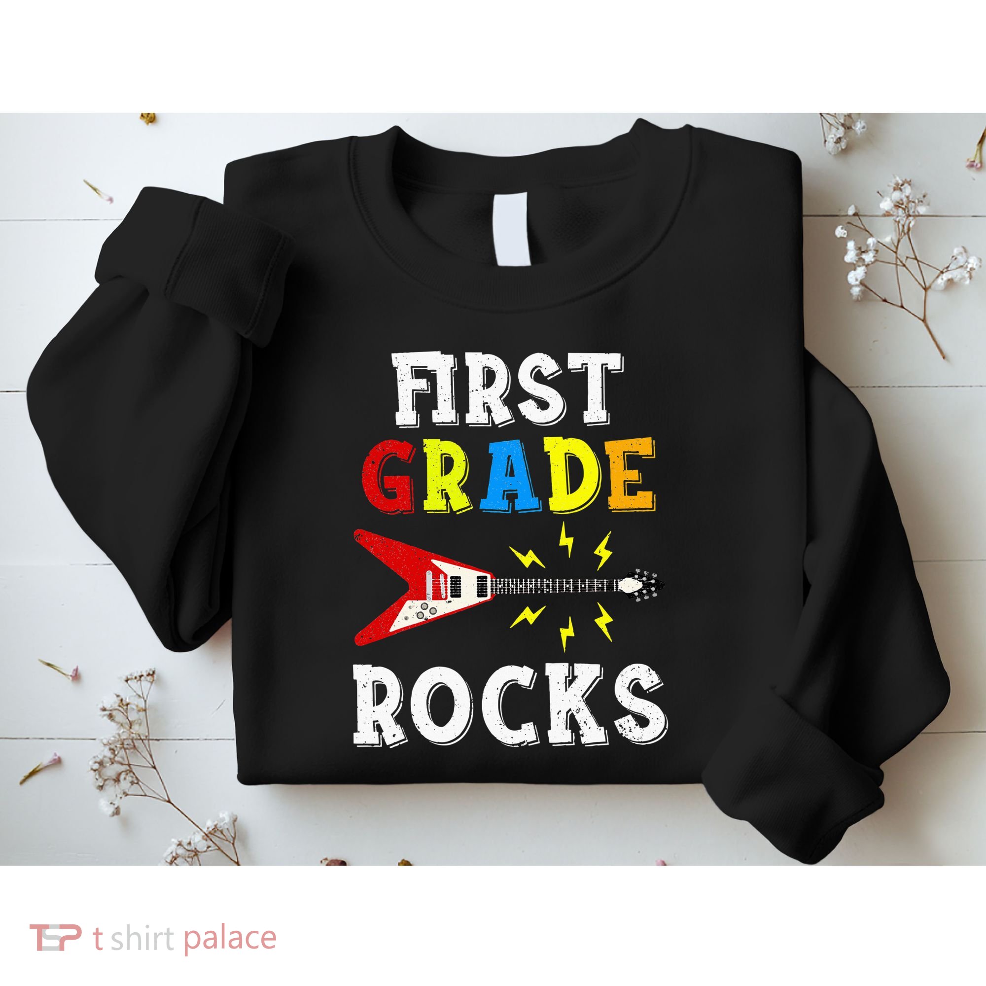 First Grade Rocks Guitar Music Gifts First Day Of School Sweatshirt