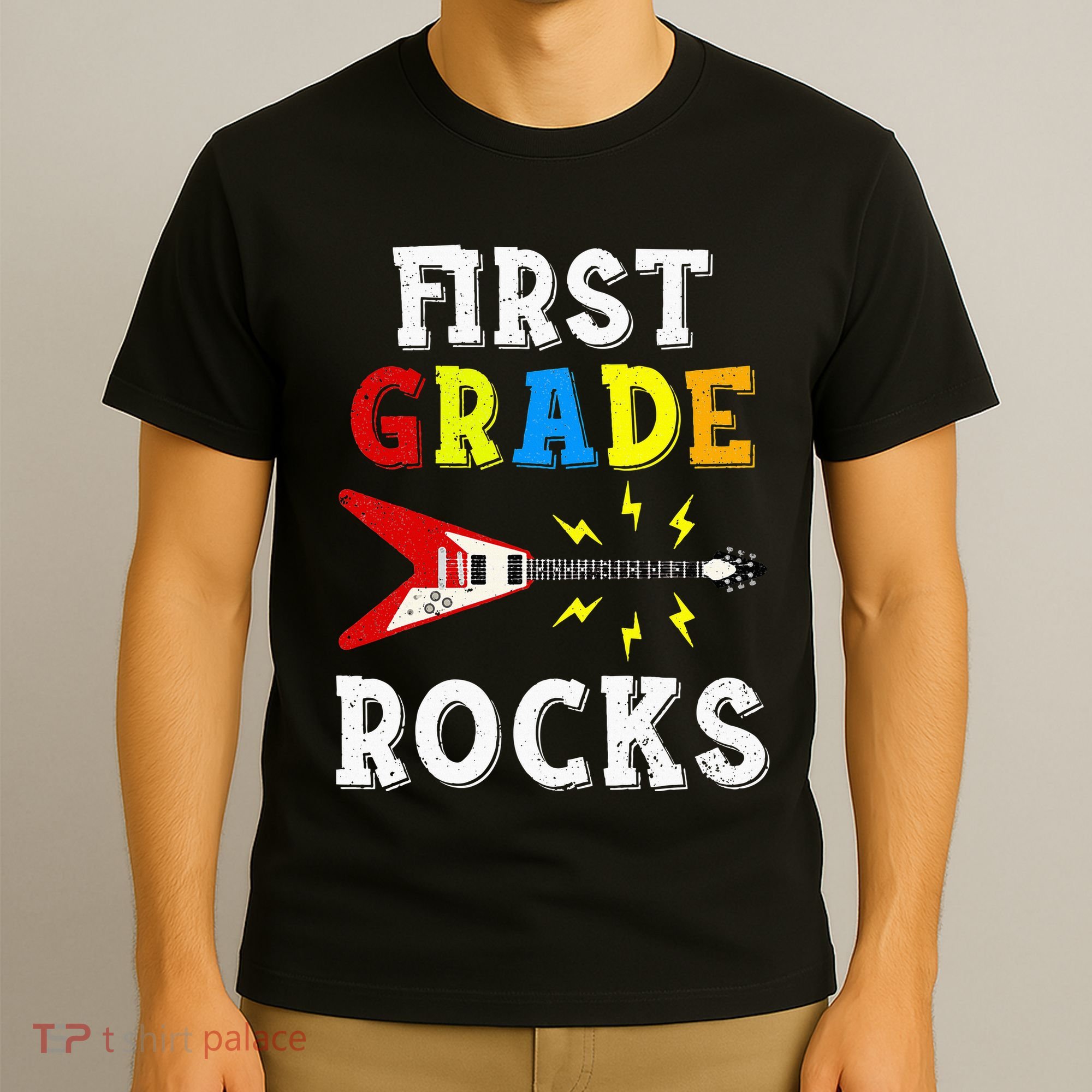 First Grade Rocks Guitar Music Gifts First Day Of School T-Shirt