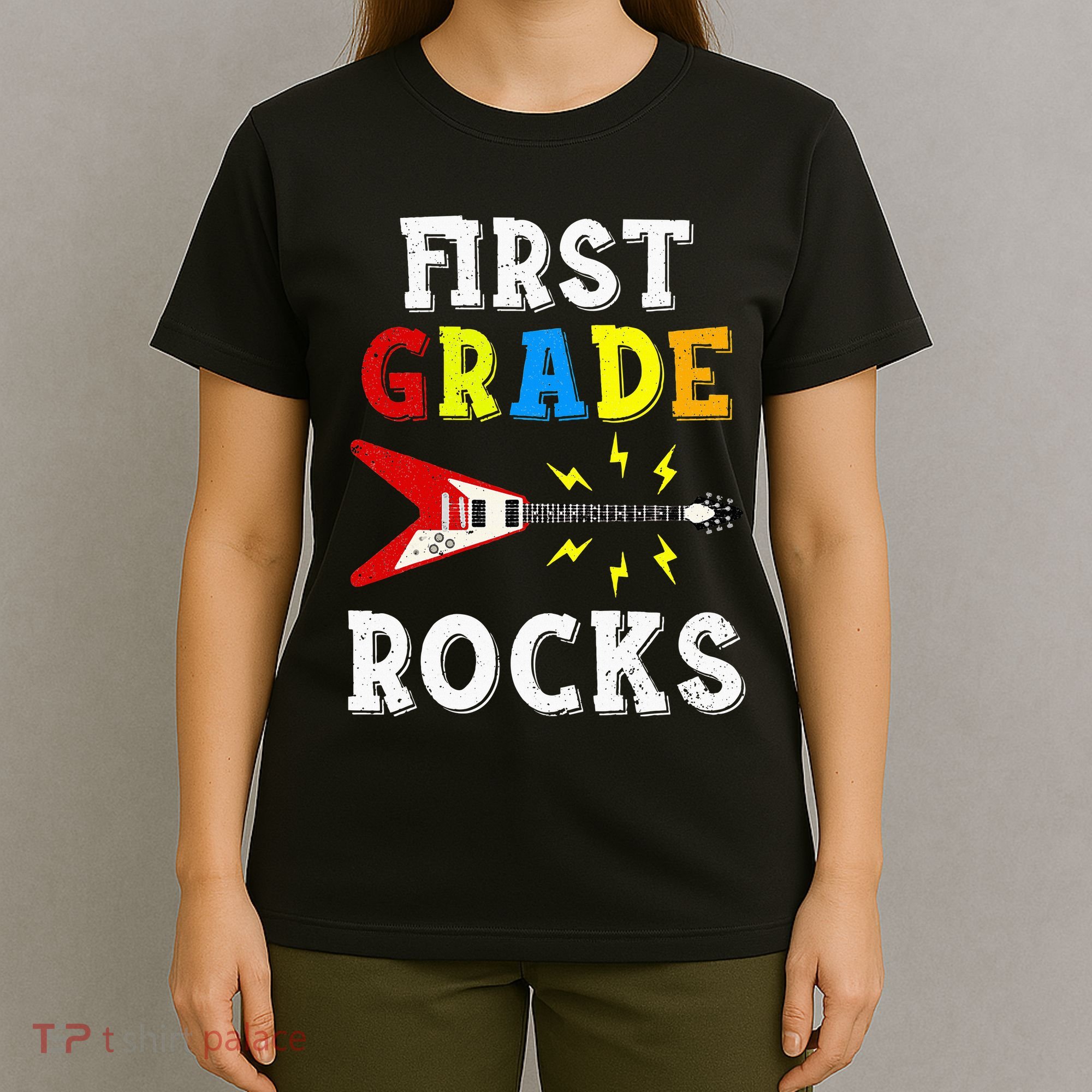First Grade Rocks Guitar Music Gifts First Day Of School T-Shirt