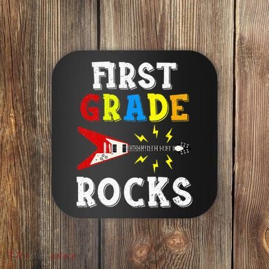 First Grade Rocks Guitar Music Gifts First Day Of School Coaster