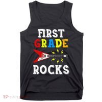 First Grade Rocks Guitar Music Gifts First Day Of School Tank Top thumb 0