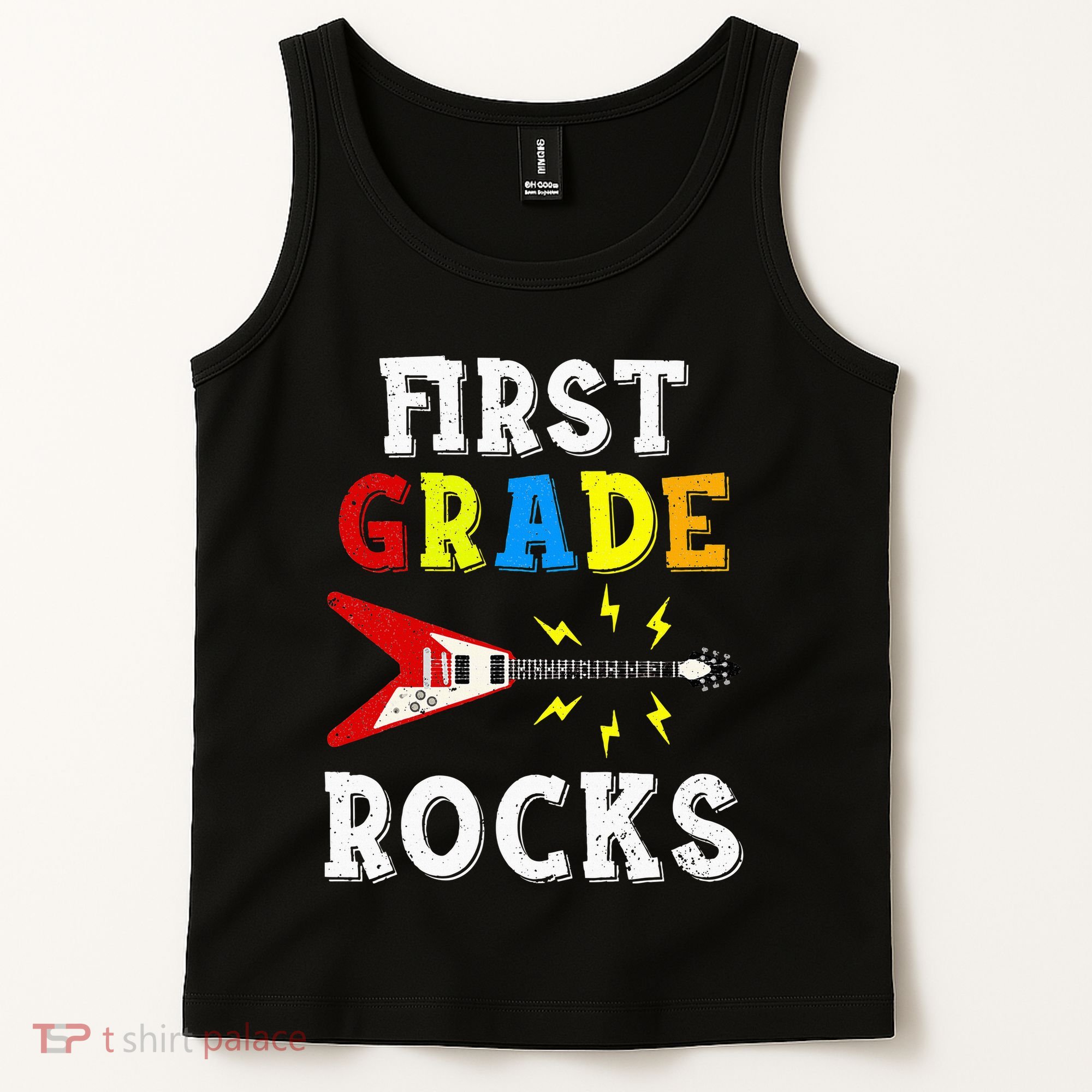 First Grade Rocks Guitar Music Gifts First Day Of School Tank Top