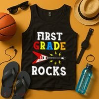 First Grade Rocks Guitar Music Gifts First Day Of School Tank Top thumb 4