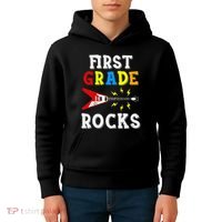 First Grade Rocks Guitar Music Gifts First Day Of School Kids Hoodie thumb 4