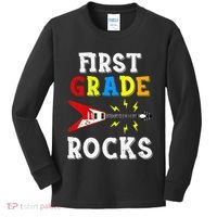 First Grade Rocks Guitar Music Gifts First Day Of School Kids Long Sleeve Shirt thumb 0