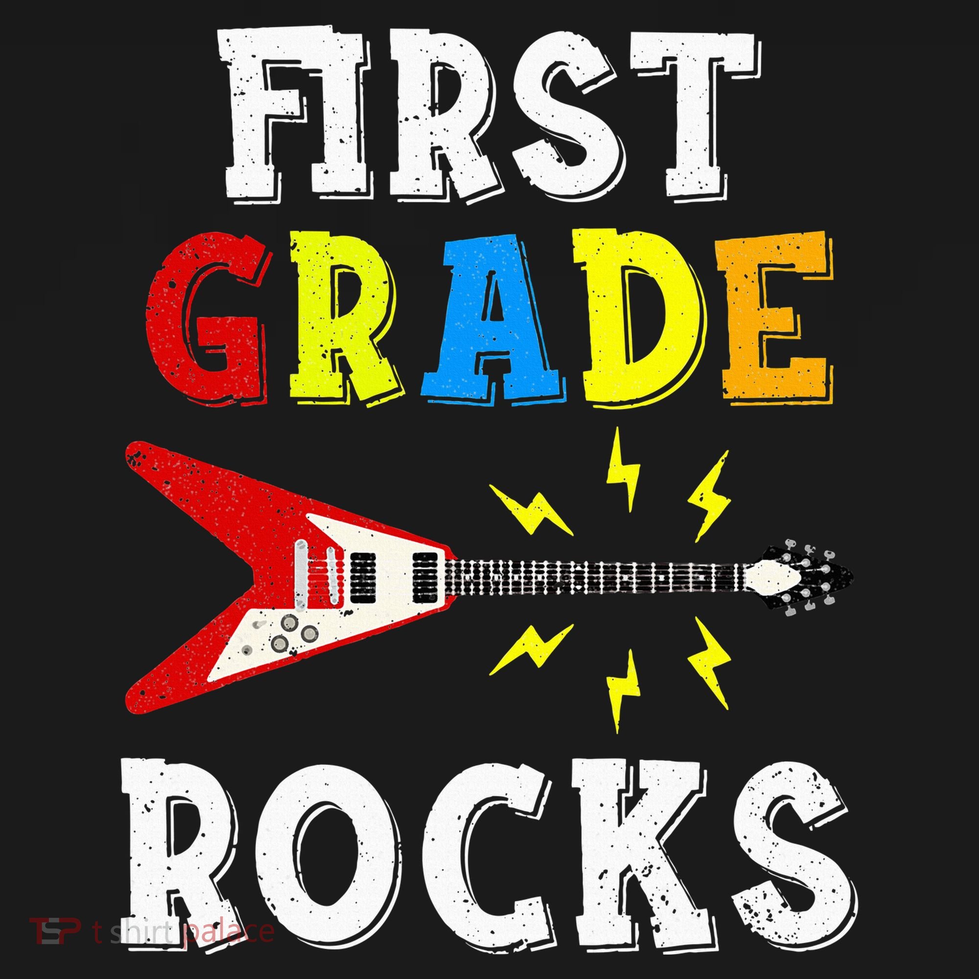 First Grade Rocks Guitar Music Gifts First Day Of School Kids T-Shirt