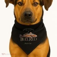 Fishing Gulf Red Drum Redfish Bull Red USA-Made Doggie Bandana thumb 1
