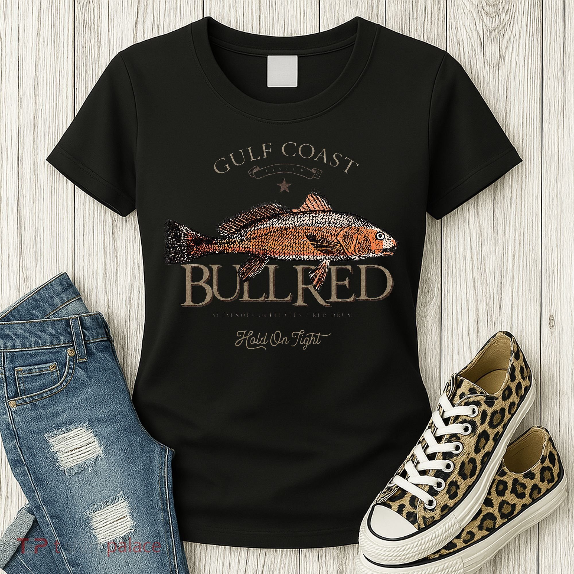 Fishing Gulf Red Drum Redfish Bull Red Women's T-Shirt