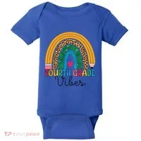 Fourth Grade Rainbow Leopard 4Th Grade Vibes Team 4Th Grade Funny Gift Baby Bodysuit thumb 0