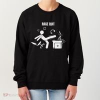 Funny Gamer Rage Quit Stick Figure Gaming Sarcastic Meme Women's Sweatshirt thumb 0
