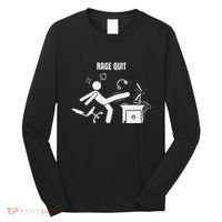 Funny Gamer Rage Quit Stick Figure Gaming Sarcastic Meme Long Sleeve Shirt thumb 0