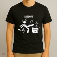 Funny Gamer Rage Quit Stick Figure Gaming Sarcastic Meme T-Shirt thumb 3