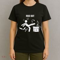 Funny Gamer Rage Quit Stick Figure Gaming Sarcastic Meme T-Shirt thumb 4