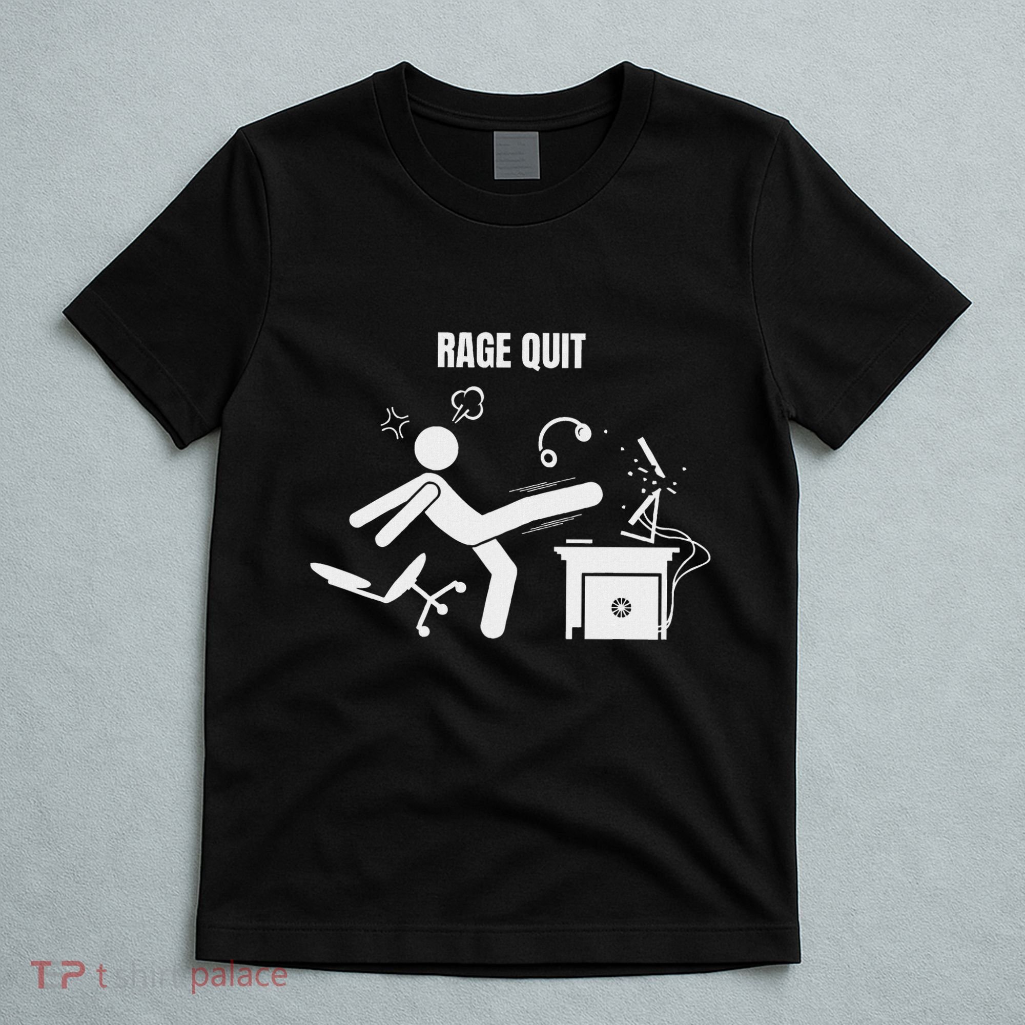 Funny Gamer Rage Quit Stick Figure Gaming Sarcastic Meme T-Shirt