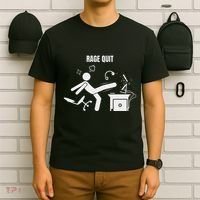Funny Gamer Rage Quit Stick Figure Gaming Sarcastic Meme T-Shirt thumb 6