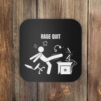 Funny Gamer Rage Quit Stick Figure Gaming Sarcastic Meme Coaster thumb 0