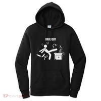 Funny Gamer Rage Quit Stick Figure Gaming Sarcastic Meme Women's Hoodie thumb 0