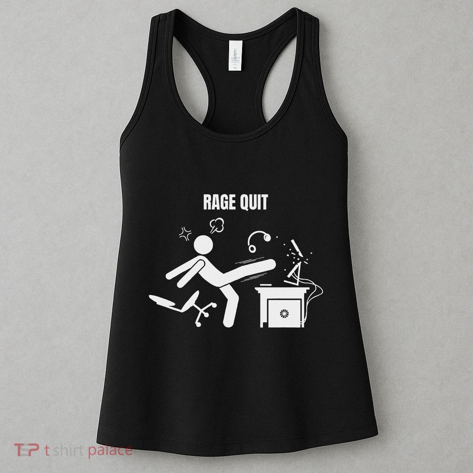 Funny Gamer Rage Quit Stick Figure Gaming Sarcastic Meme Women's Tank Top