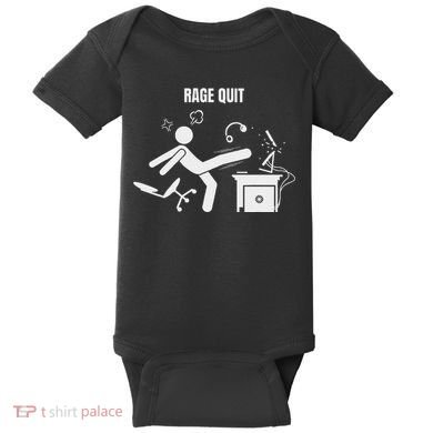 Funny Gamer Rage Quit Stick Figure Gaming Sarcastic Meme Baby Bodysuit