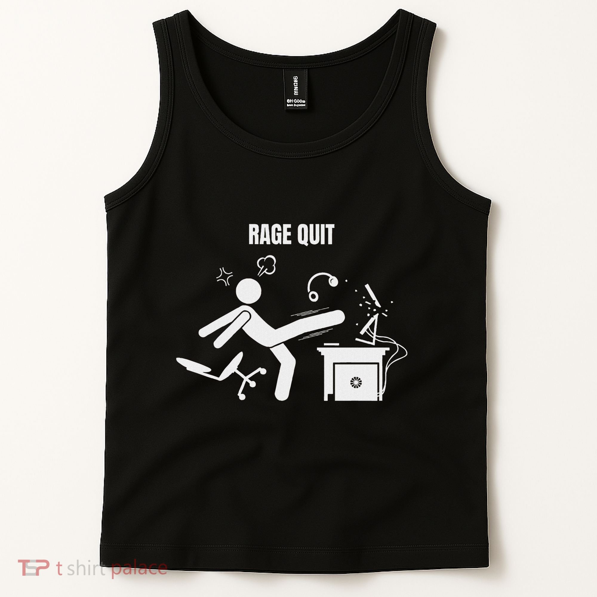 Funny Gamer Rage Quit Stick Figure Gaming Sarcastic Meme Tank Top