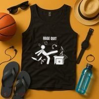 Funny Gamer Rage Quit Stick Figure Gaming Sarcastic Meme Tank Top thumb 4