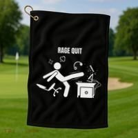 Funny Gamer Rage Quit Stick Figure Gaming Sarcastic Meme Golf Towel thumb 1