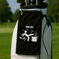 Funny Gamer Rage Quit Stick Figure Gaming Sarcastic Meme Golf Towel thumb 2