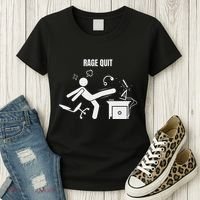 Funny Gamer Rage Quit Stick Figure Gaming Sarcastic Meme Women's T-Shirt thumb 3
